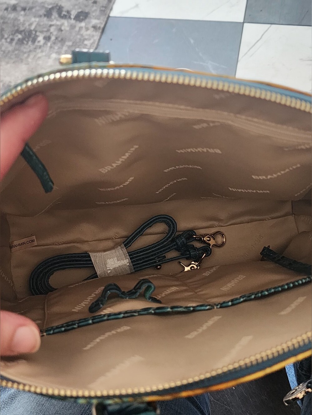 NWOT Brahmin Large Duxbury Satchel Bermuda Ombre Melbourne Croc-Embossed Leather - Picture 10 of 13